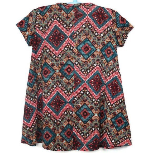 Loving People T-Shirt Dress Red Teal Black Grey‎ Short Sleeve M Medium - Picture 2 of 10